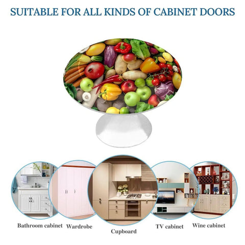 Heavy Duty Solid Stainless Steel Round Cabinet Knobs And Drawer Pull Handles With Screws 2 Pack with colorful fruit design for kitchens.