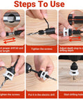 Steps to use Five Piece Countersink Drill Bit Kit With HSS Tapered Bits, Hex Shank, Two Depth Stops for woodworking projects.