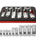 Diesel Fuel Line Wrench Set Nine Piece Pro Grade 10 To 22mm Chrome Vanadium Steel Injector Socket Tool Auto Repair Kit