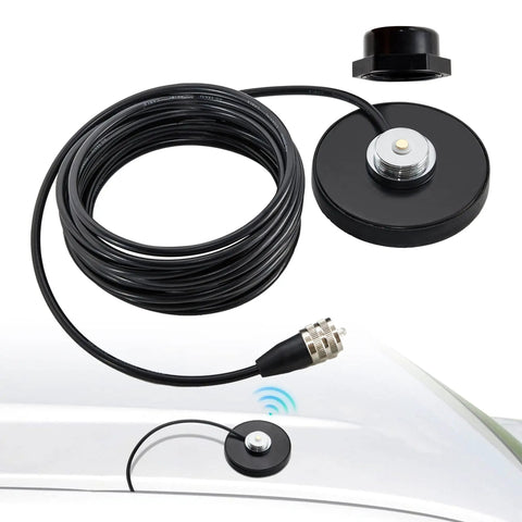 NMO Antenna Magnetic Base Mount With 16.4 Ft RG58 Coaxial Cable PL259 Plug And Mounting Cap for radios on vehicle roof