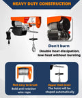 Electric Hoist With Wireless Remote Control 440 880 1320 2200 Lbs Lift Capacity For Garage Ceiling Crane displaying motor and wire rope features with emergency stop switch.