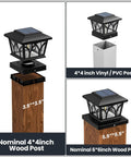 Solar Post Cap Lights For 4x4 And 6x6 Posts, Waterproof Outdoor Fence Caps With Filament LED on wood and vinyl posts