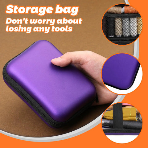Purple storage case from Heavy Duty Upholstery Repair Kit With 54 Pieces Including Waxed Thread Leather Needles Stitching Awl