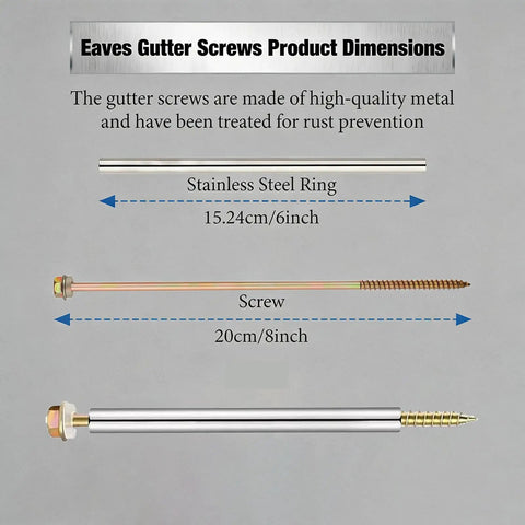 All In One Gutter Repair Kit With 22 Pcs 8 Inch Screws And 22 Stainless Steel Sleeves For 6 Inch Roof Gutters dimensions.