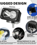 Off Road Ebike Headlight For 3 Pin Julet Systems IP68 Waterproof Front Lamp shown with rugged design and measurements