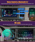 Toyota Sienna 2011 2014 Car Radio With Android 13, 4GB RAM 64GB ROM showing Bluetooth and voice control interface in car dashboard.