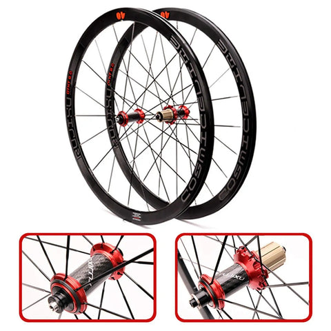 700C Road Bike Wheelset 40mm Rim Depth Ultralight Aluminum Rim Quick Release Reflective Brake Compatible Carbon Hub