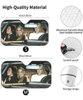 Funny Windshield Sun Shade For Cars Keeps Your Ride Cool Blocks UV Rays Waterproof Polyester With Bubble Aluminum Film For Car Interior Protection Easy To Install 51 By 27.5 Inches showing size options and material details