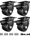 2 Inch Heavy Duty Caster Wheels Set Of 4 With Locking Swivel Plate Industrial Casters Load Capacity 2200lbs shown with mounting screws