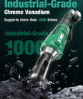 Electric Cordless Ratchet Wrench 3/8 Inch With Beast 89 Ft-Lbs Torque And 400 RPM, Variable Speed, Dual 2.0Ah Batteries, 7 Sockets, 3/8 To 1/4 Inch Adapter, 3 Inch Extension Bar, Fast Charger Kit, green chrome vanadium head
