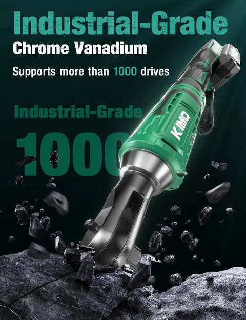 Electric Cordless Ratchet Wrench 3/8 Inch With Beast 89 Ft-Lbs Torque And 400 RPM, Variable Speed, Dual 2.0Ah Batteries, 7 Sockets, 3/8 To 1/4 Inch Adapter, 3 Inch Extension Bar, Fast Charger Kit, green chrome vanadium head
