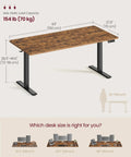VASAGLE Electric Standing Desk, Height Adjustable Office Table With Memory Presets, Sit Stand Workstation For Home Office, showing dimensions 63 by 27.6 inches.