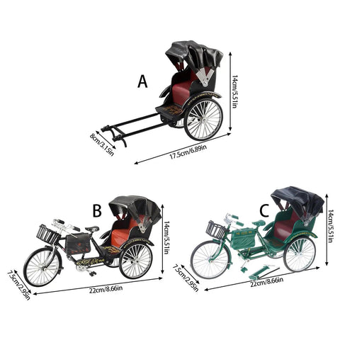 Heavy Duty Alloy Vintage Rickshaw Model With Old School Charm And Historical Precision Solid Metal Antique Tricycle Figurine A B C