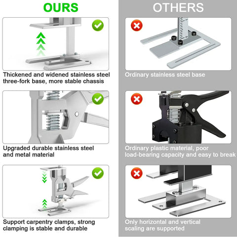 Upgrade Your Workspace Game With This 2 Pack Labor Saving Arm Jack Set. Crafted From Solid All Metal. Durable stainless steel base comparison.