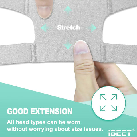 Close-up of Replacement CPAP Headgear With Quick Release Elbow And Swivel For DreamWear showing stretch feature.