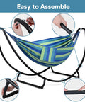 Heavy Duty Hammock Stand with Foldable Frame for Patio Hangout Ready and Easy Set Up Accommodates Two to Three People 475 Pound Capacity