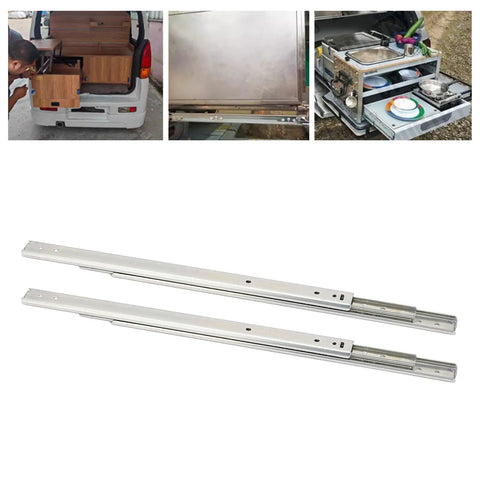 2 Pack 200mm Drawer Slide With 27mm Width 3 Section Full Extension and Double Layer Ball Bearings displayed with furniture usage.