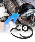 Chevy GMC Air Conditioning Serpentine Drive Belt Tensioner Kit For Silverado Avalanche Suburban Tahoe image with installation view