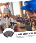 Worker in blue helmet adjusting industrial pipe gauge with Six Piece Industrial Elbow Cast Iron Pipe Connector Set For Plumbing And HVAC, 3/4 Inch Hose Connectors, Heavy Duty Iron Fittings, Easy Install, Leak Proof Seals, Versatile For Home, Shop, And Pro Work inset shown below.