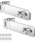 2 Pack 5 Inch Stainless Steel Door Hasps And Latches With Extra Thick Hinge Locks Brushed Finish For Gate Cabinet Closet And Shed Includes Screws