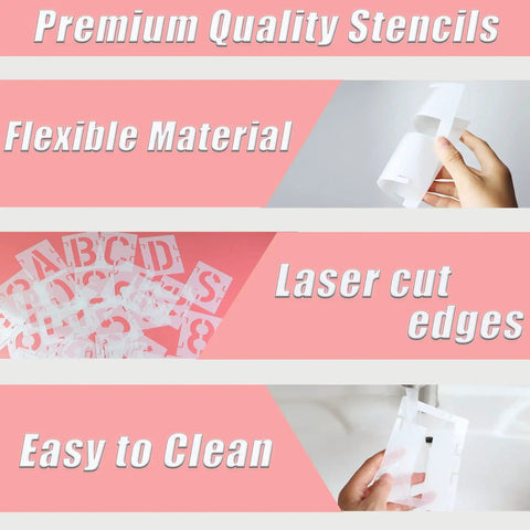 1 Inch Letter And Number Stencil Kit, 42 Piece Reusable Interlocking Alphabet Templates For Painting On Wood, Wall, Fabric
