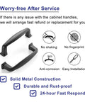 Black Zinc Alloy Cabinet Pull Handle With 3 Inch Hole Centers Stepped Design 3-9/16 Inch With Features and Warranty Info