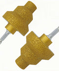 Diamond step drill bit set with M10 shanks; gold-coated diamond grit, two bits shown