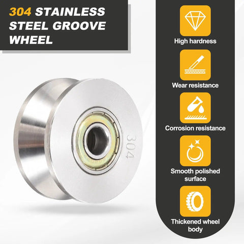 Smooth Operator V Groove Pulley Wheel 10X48X8Mm Built From Rock Solid 304 Stainless Steel, polished with smooth surface.