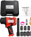 Heavy Half Inch Air Impact Wrench Pumping Out One Six Zero Zero Foot Pounds Of Torque Inside A Featherlight Four Point Four Pound Body With An Eight Piece Socket Set For Zero Fatigue Work And Quick Fixes Utilizing Its Soft Rubber Grip To Slash Shake And