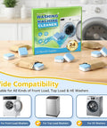 Skip The Hassle Washing Machine Cleaner Tablets For He Front And Top Load Washers Kicks Out Stink Instantly on a wooden table.