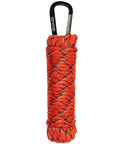 550 Paracord And Carabiner With Reflective Orange, 7 Strand Utility Cord For Camping And Survival, 30 Ft shown coiled with carabiner