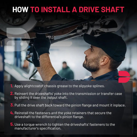 How to install a drive shaft, mechanic working under a vehicle during driveshaft installation guide