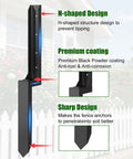 Image showing H-shaped design of 2 Pack Fence Post Repair Kit With Heavy Duty Metal Ground Stakes for post support and stability.