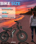 Beast 2000W Electric Fat Tire Bike For Adults With Top Speed 36 MPH 50 Mile Range 23Ah Battery displayed on beach at sunset
