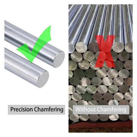 316 Stainless Steel Round Rod Bar Ground Stock Linear Shaft For Smooth Motion And Precise Axis 100 To 550mm For 3D Printer DIY Heavy Duty Durable Wear Resistant Guide Rail With 10mm Diameter, precision chamfering shown