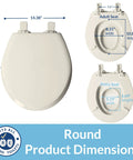 NextStep2 Toilet Seat With Built-In Toddler Potty Training Seat, shown with dimensions for round biscuit color family use