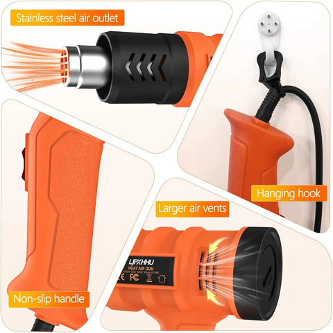 Heavy Duty 1850W Hot Air Tool With 1.5 Second Fast Heat Dual Speed Four Nozzles Wide 122F To 1112F Temperature Range Overheat Protection components