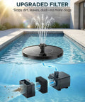 Solar Fountain For Bird Bath 2026 Upgrade 1.4W Solar Power Water Pump With Seven Nozzles in swimming pool with upgraded filter