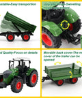 Tractor With Trailer Farm Toy Set For Kids Sixteen Point Five Inch 1 24 Scale With Gripper Front Loader And Spreader details