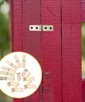 12 Pack Small Iron Chest Hinges Foldable Cabinet Door Hinges 60x13mm Reinforced Mini Box in use on red wooden door