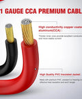 Close-up of 1 Gauge CCA Premium Cable showing copper coated aluminum strands for Heavy Duty 1 Gauge Car Battery Jumper Cables 25 Ft 900 Amp.