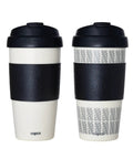 Top Tier Reusable Double Wall Insulated Travel Mug In White And Black Keeps Your Drinks Steaming Or Chilled With A Secure Flip Top Lid Built For No Spill Commuting And Weekend Warrior Sippin - Set of two 16oz with black sleeves.