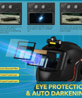 Auto Darkening Welding Helmet With True Color View Solar Powered Welder Hood With Two Arc Sensors Wide Shade 4 To 9 13