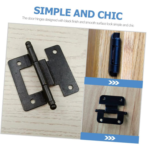BAZEITFLOW 10-pack self-closing cabinet hinges; black flush-mount hardware for kitchen cabinets, front view.