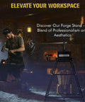 Blacksmith using anvil with Propane Forge Stand For Single Burner Blacksmith Kits, Heavy Duty Steel Construction in workshop