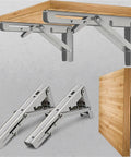 Two Piece Folding Angle Bracket Shelf Heavy Duty Adjustable Wall Mount For Tools White 12 Inch Space Saving Fold Up Design For Garage Workshop And DIY Projects