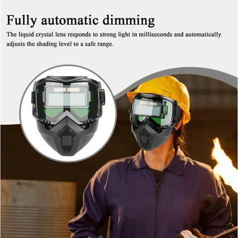 Auto Darkening Welding Helmet With Detachable Face Shield and Big View Window for Arc Tig Mig Welds in use