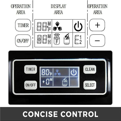 Control panel of Heavy Duty Countertop Ice Maker With Rapid Freezing And Forty Pounds Daily Output, displaying settings and timer.