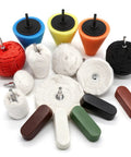 Get That Fresh Look With 16 Piece Aluminum Polishing Kit For Drills And Buffing Wheels Perfect For Car Care Chrome Rims And Shiny Metal Surfaces, colorful foam pads and polishing wheels.