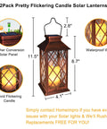 10 Inch Solar Outdoor Lanterns Set Waterproof Flickering Flameless Candles For Patio Garden Yard Party Decor In Antique Copper